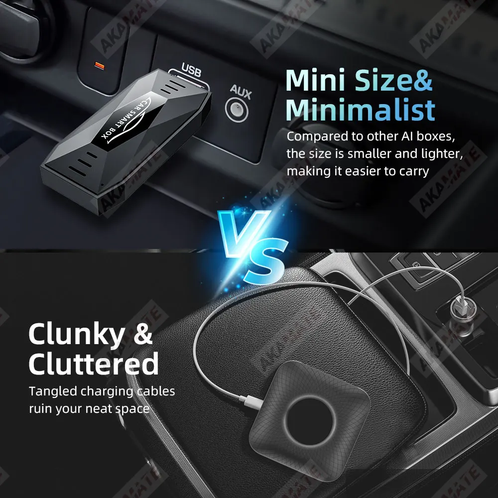 3IN1 Mini AI Box For Netflix YouTube TikTok Wired to Wireless CarPlay Android Auto BT USB Type-C Car Radio Adapter Android