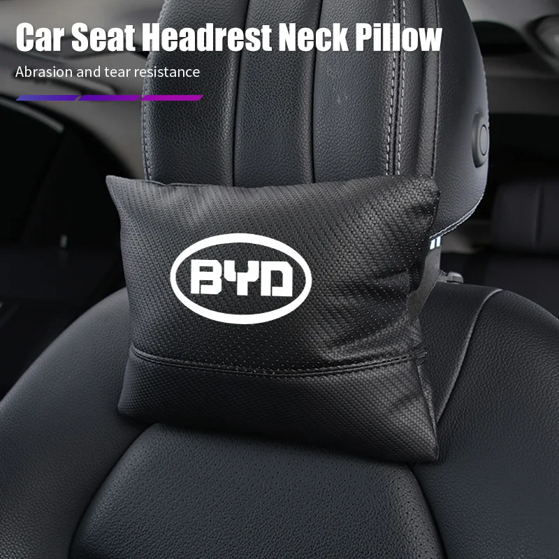 Leather Car Seat Headrest Pillow Neck Cushion Perforated Breathable Pillow For BYD M6 G3 13 F3 F0 S6 E6 Tang Song Qing Yuan Max