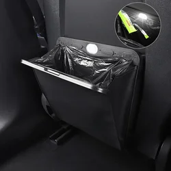 Car Garbage Bag Waterproof Magnetic Adsorption  Trash Can Back Seat Hanging Leather Storage Pocket  For Tesla Model 3 Y