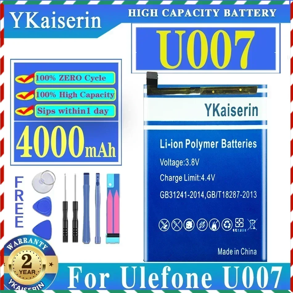 Высококачественный аккумулятор ykaisсеребрин U 007 на 4000 мАч для смартфона Ulefone U007, сменный аккумулятор + Бесплатные инструменты