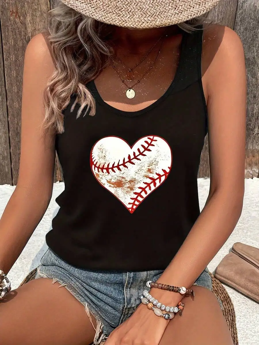 

Womens Plus Size Sleeveless Tank Top With Graphic Print Round Neck Casual Relaxed Fit