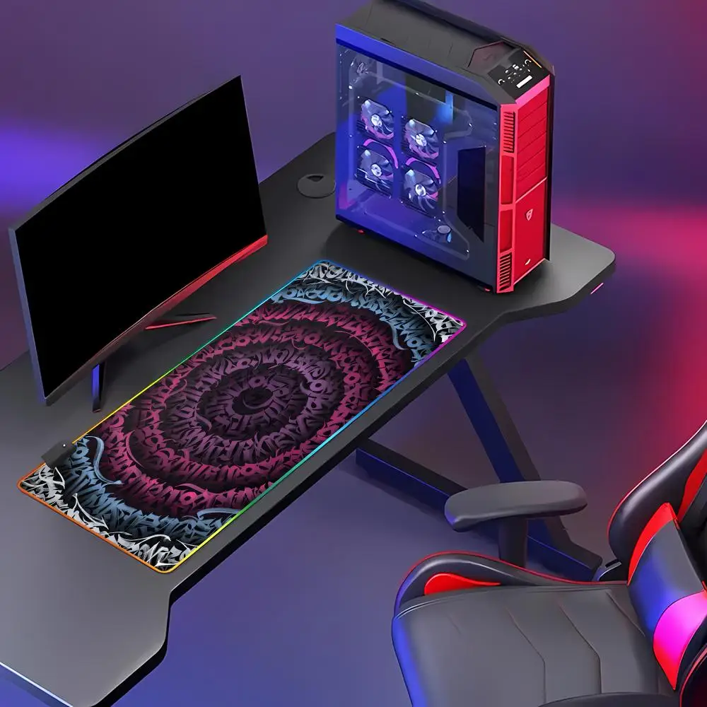 RGB Calligraphy graffiti Mouse Pad Gamer Mouse Pads Laptop Keyboard Mousemat Large HYBXAXC Gaming Non-slip PC Office Desk Mats