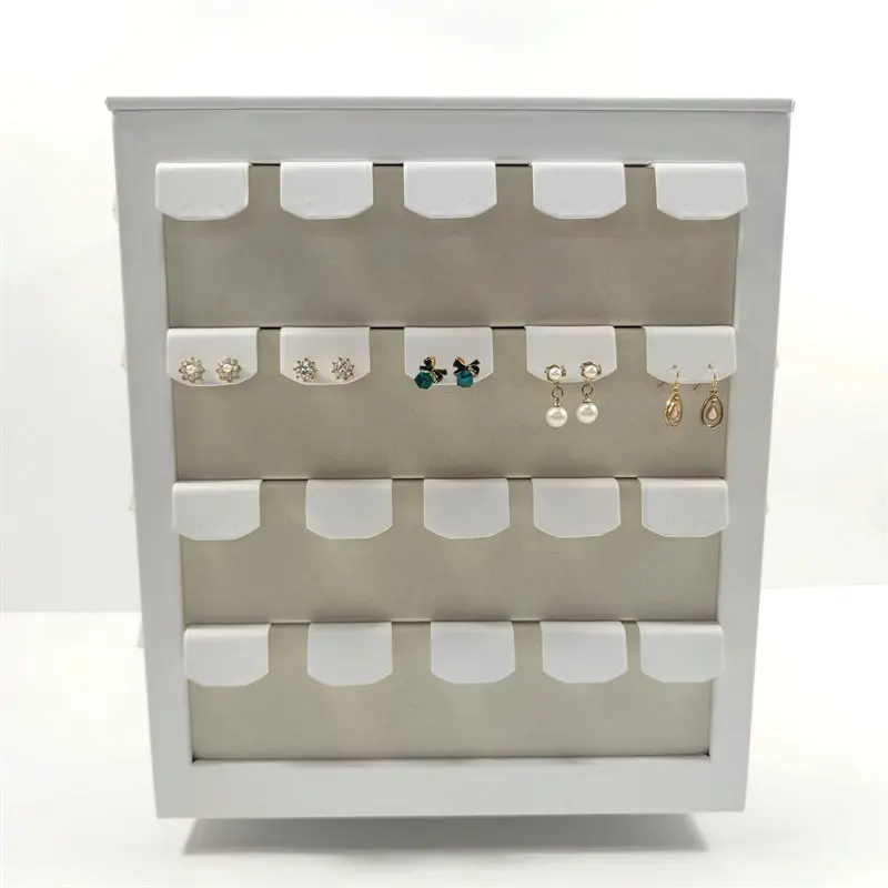 4 Layer Earrings Display Rack Rotatable 4 Sided Earrings Storage Stand Counter Earring Displays Holder Leather Jewelry Racks