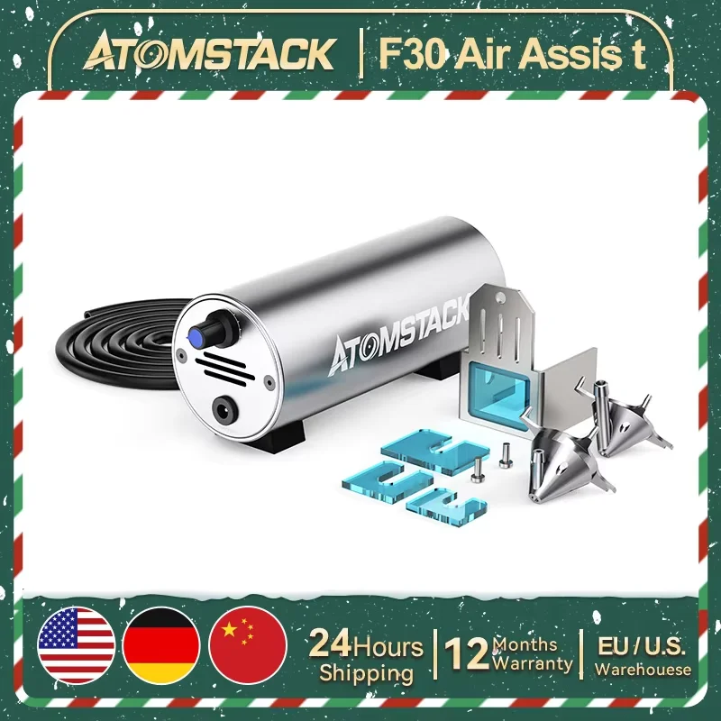 

ATOMSTACK F30 Air Assist Pump 30L/min Airflow Compatible with X7 S10 A10 PRO A5 M50 Cutting and Engraving Laser Machine