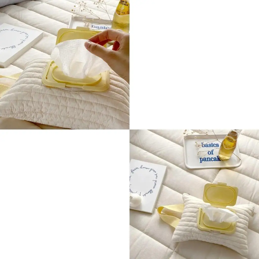 

Baby Wipe Wipes Dispenser Refillable Wipe Holder Reusable Embroidery Quilting Cotton Wet Wipe Container Portable 4XBC