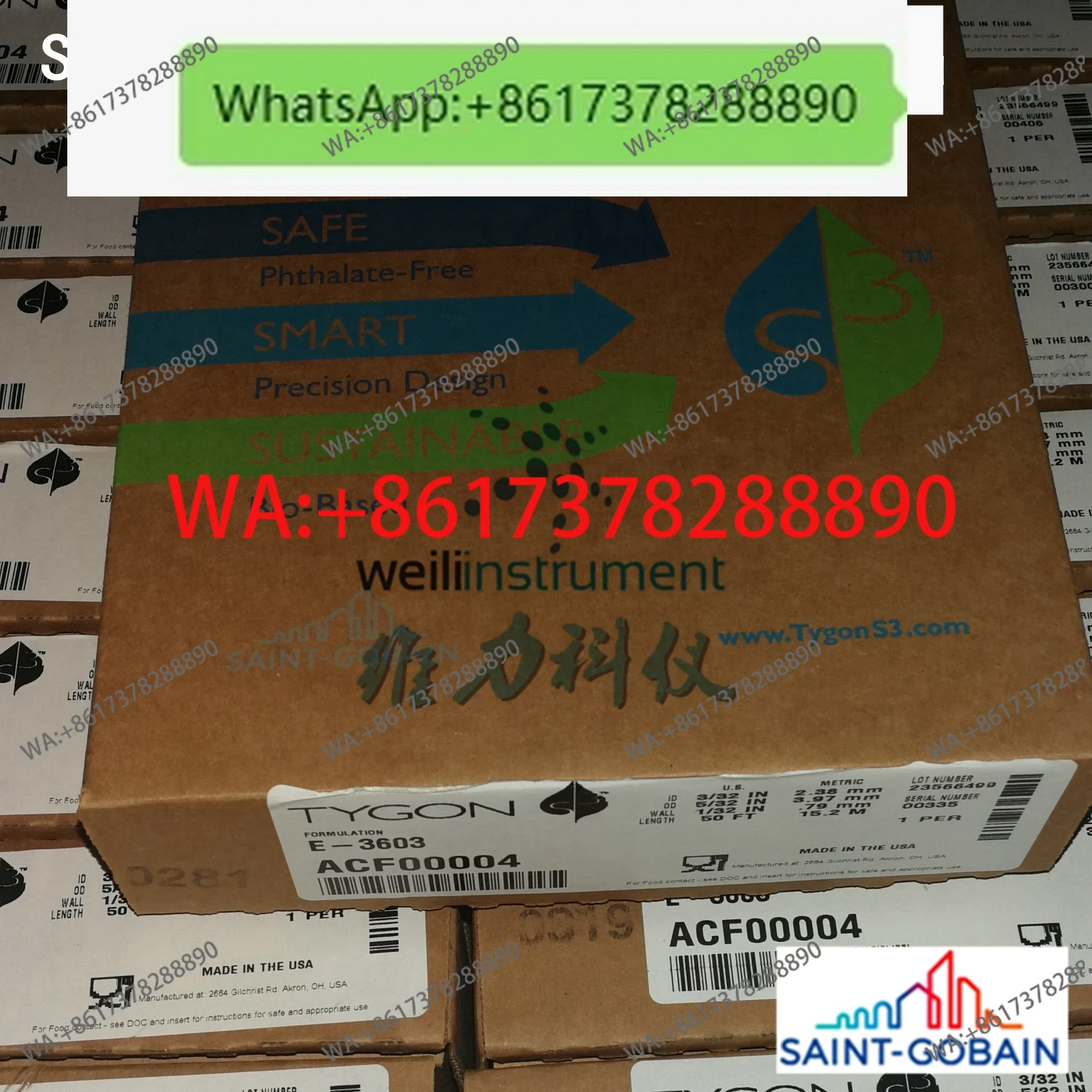 ACF00004 Saint-Gobain TygonE-3603 AAC00004 2.4 × 4 × 0.8 Peristaltic Pump Instrument Hose