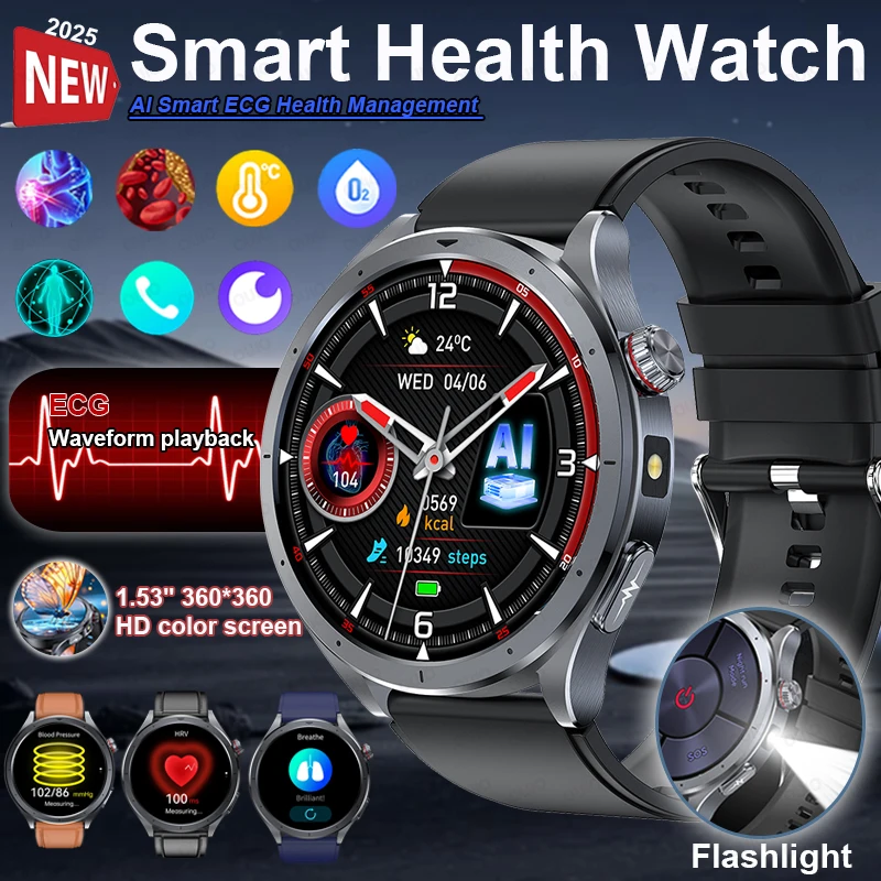 

NEW Health Micro Physical Examination Smart Watch 1.53" ECG HRV Uric Acid Blood Lipid Blood Pressure Bluetooth Call Smart Watch