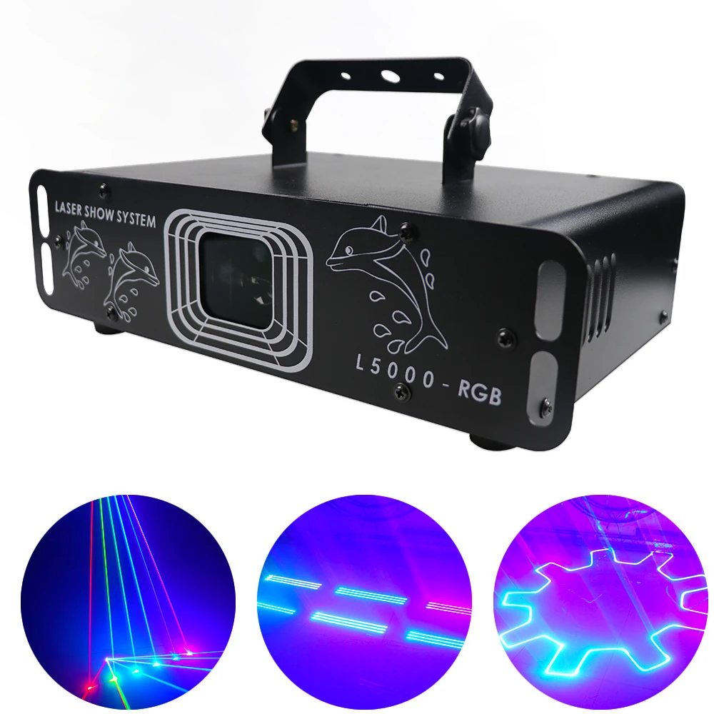 

5W ILDA RGB Laser Light 3D DMX512 Laser Projector DJ Disco 3D Animation Patterns Scanner Party Bar Christmas Stage Effect Light