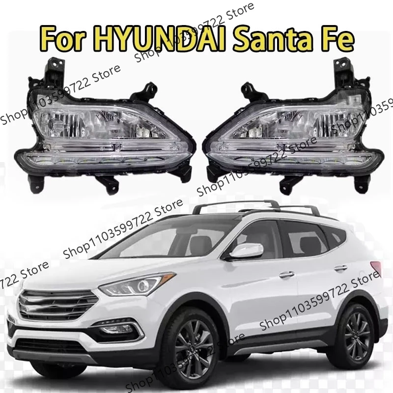 For Hyundai Santa Fe Sport IX45 LED DRL 2016-2018 Running Lights Fog Lights Car Lights Headlights Front Safety Light Assembly