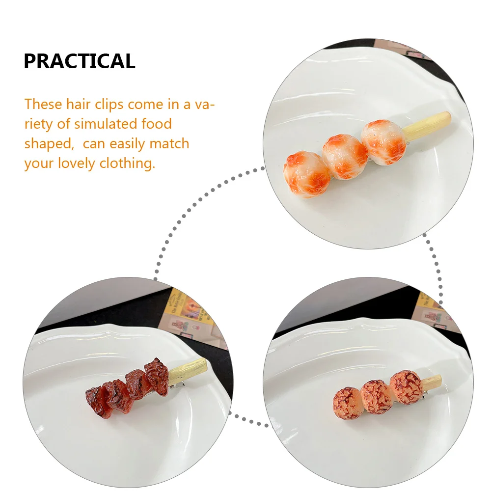 

4 Pcs Simulated Food Hairpin Women Clips Barrette Plastic Accessories Novelty Creative Hair Accessories Girls Hair Decorations
