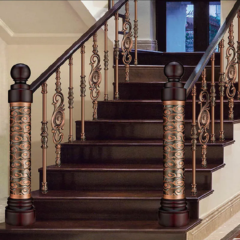 custom.High Quality Luxury Cast Aluminum Staircase Antique Guardrail Column Aluminum Decoration Aluminum Column Guardrail Decora