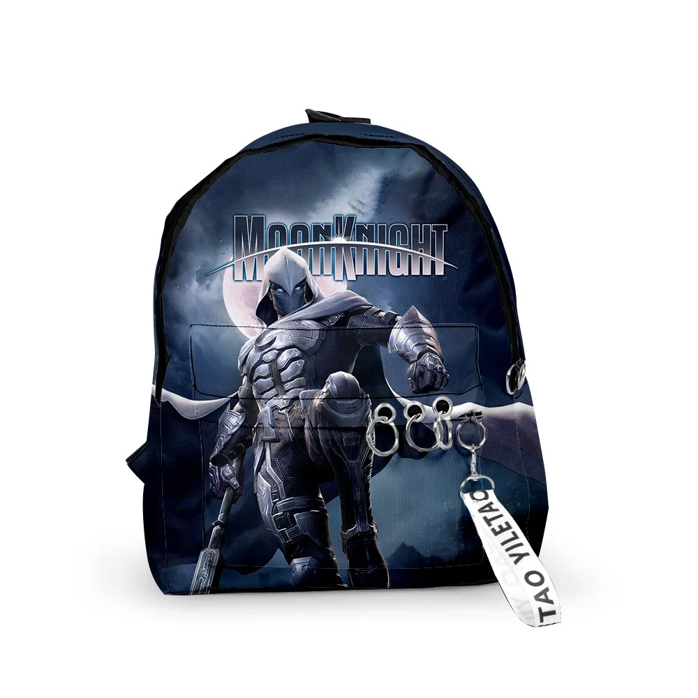 Classic Popular Moon Knight School Bag Cute Small Travel Bags 3D Print Oxford Waterproof Key Chain Notebook Backpacks