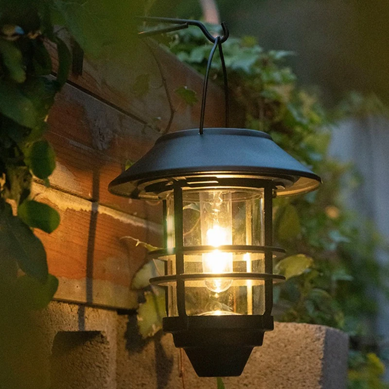 

2Pcs Solar Lantern Outdoor Decorative Wall Lantern With Hooks Waterproof Metal Solar Outdoor Lights With Clear Glass Easy To Use