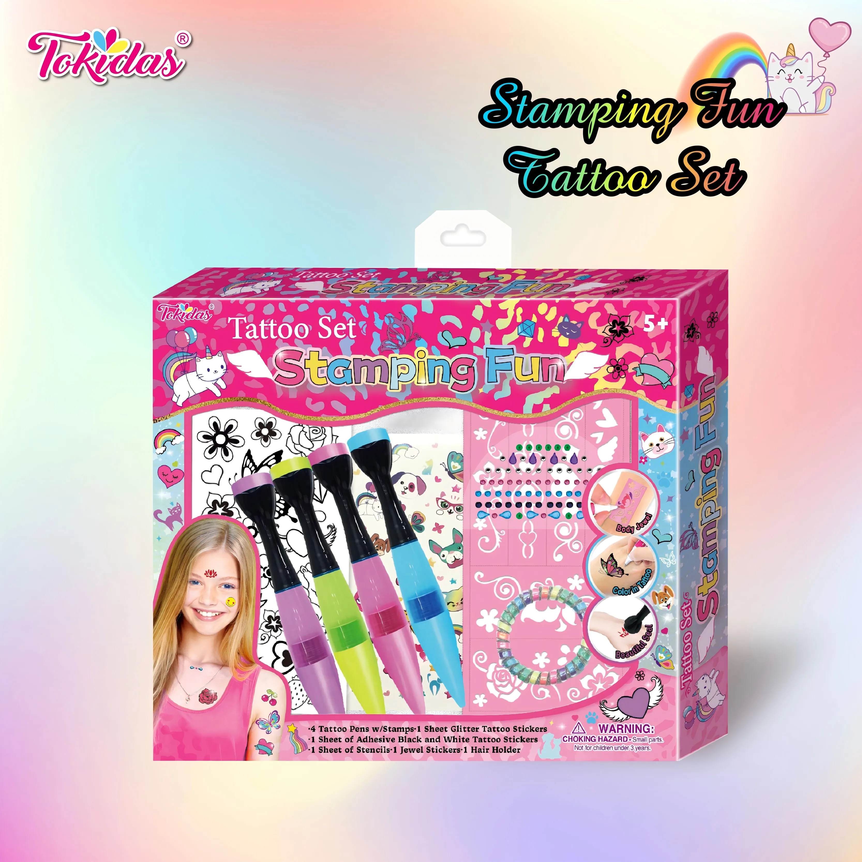 2024 Kids Makeup Set Body Art Tattoo Set Tattoo Pen Tattoo Stencil Gem Stickers Set  Kids Toys