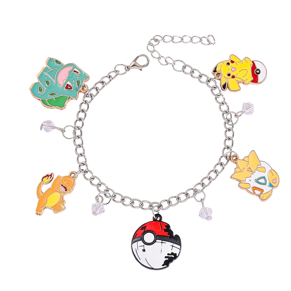 Anime Bracelet Broken Pokeball Togepi Enamel Charms Link Chain Bracelet Cartoon Cosplay Jewelry Gift for Girls