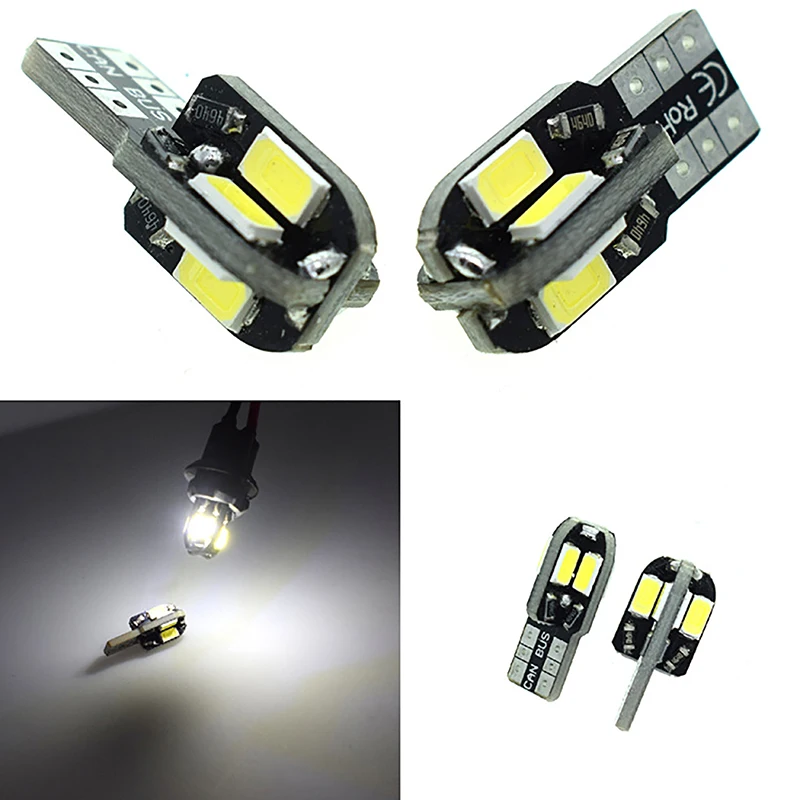 2PCS T10 LED Small Bulbs Canbus 5630 8SMD 12V 8000K License Plate Lamp Car Map Dome Lights Parking Light Auto Signal Lamp