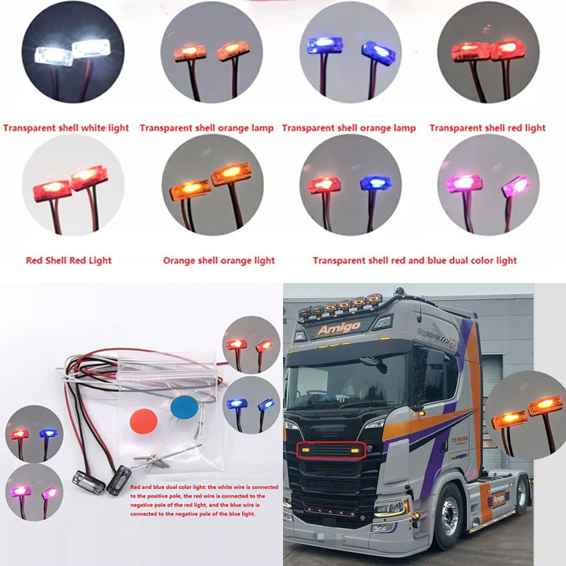 

LED Contour Light 7 Color Decorative Spotlight for 1/14 Tamiya RC Truck Trailer Tipper Scania 770s Benz Actros Volvo MAN Parts