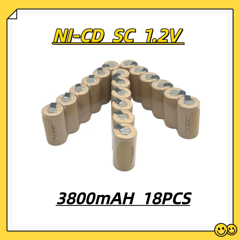 New 100% Electric Drill SC Batteries 1.2V 3800mAh Sub C Ni-Cd Rechargeable Battey With Tab Power Tool NiCd SUBC Cells