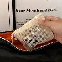 Dual-Layer Mesh Storage Bags Portable Travel Makeup Bag with Zipper Mini Toiletries Cosmetics Organizer Simple Stationery Bag 3