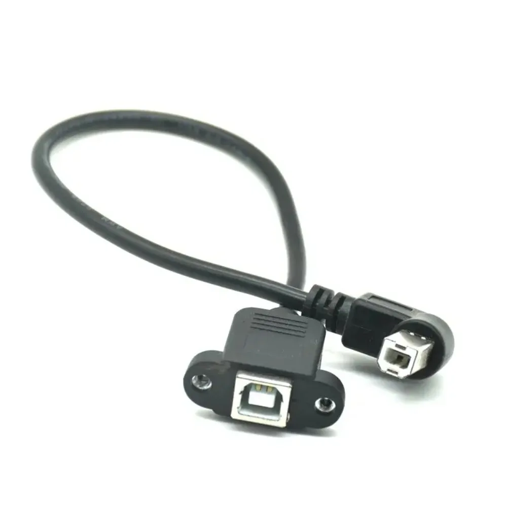 USB2.0 Type B Male To Panel Mount Female Extension Cable 90° Lockable Socket Cord For Printer Scanner DAC Device Port Cable