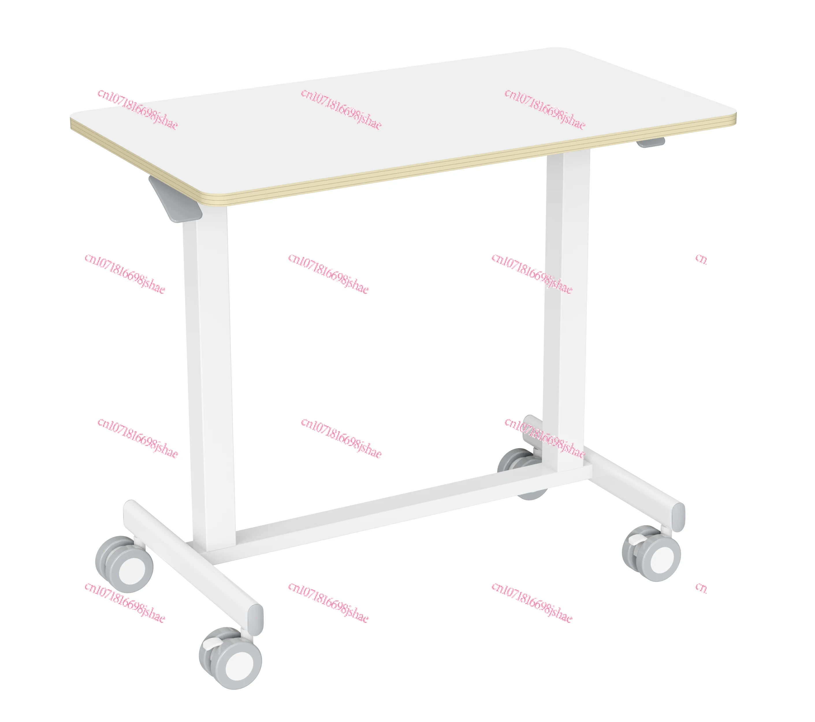 Mobile Standing Table, Pneumatic Height Adjustable Rolling Table Holds 33 Pounds, White Mobile Laptop Desk