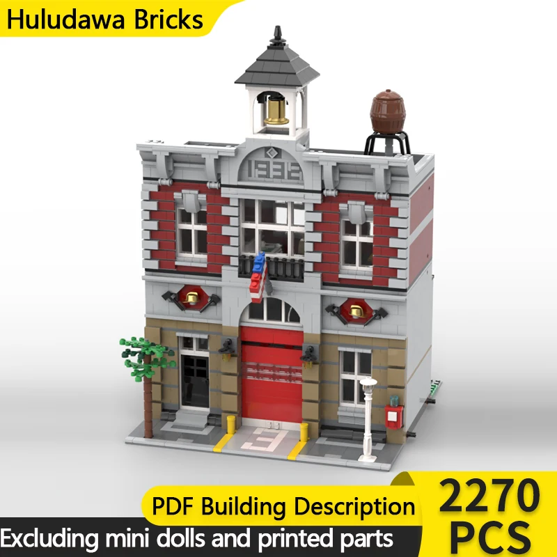 

Модель City Street View MOC, строительные кирпичи, пожарная бригада, станция, модульная технология, детские праздничные подарки, сборные игрушки, костюм