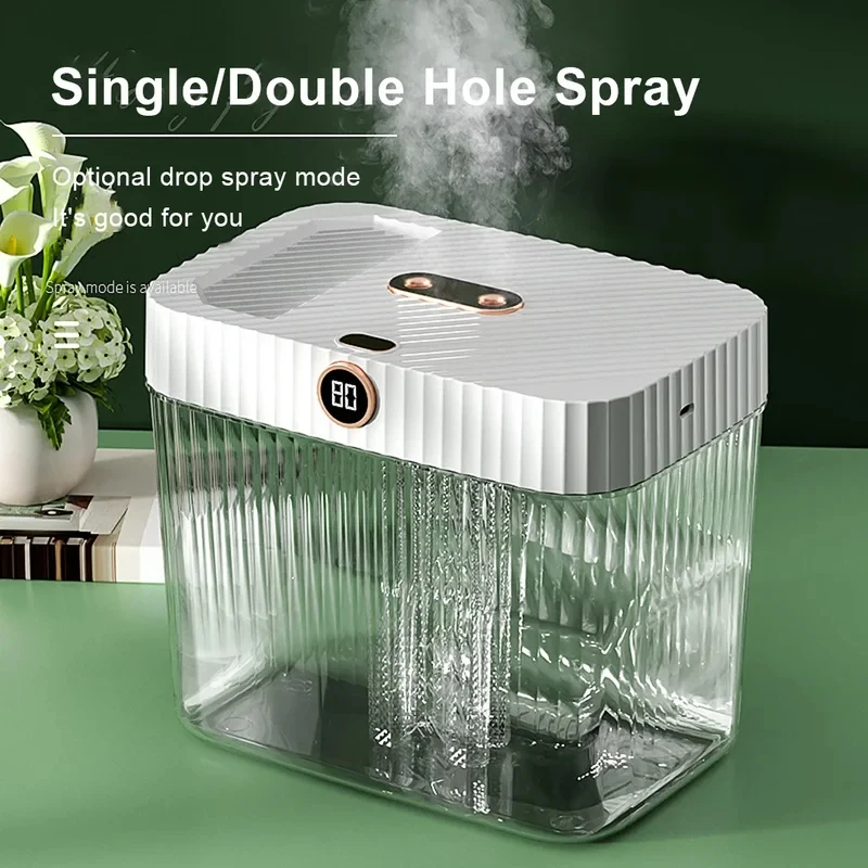 2026 New Upgrade Transparent Air Humidifier 5L Large Water Tank Double Nozzle Remote Control Mute Cold Mist Aromatherapy Essenti