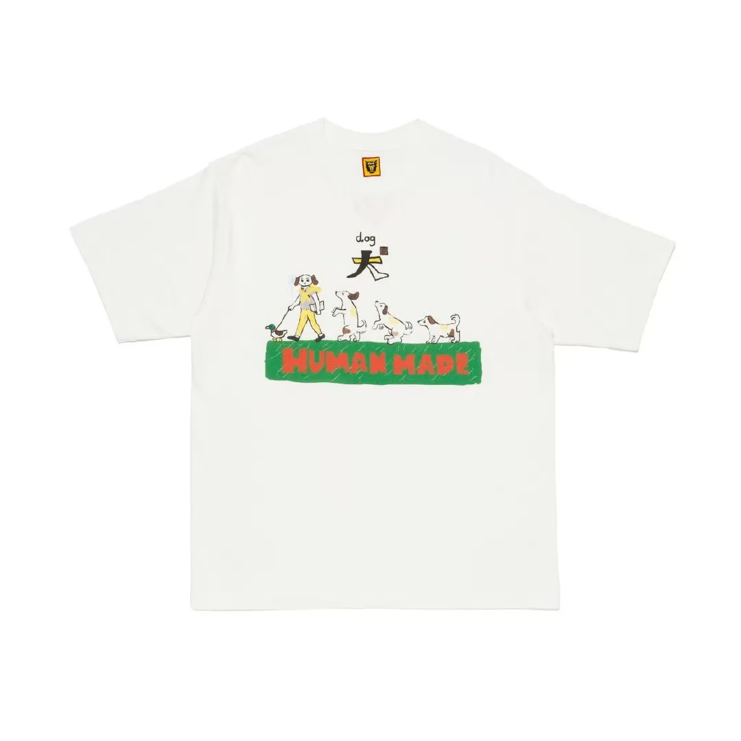 HUMAN MADE Summer Heavyweight Bamboo Cotton Short-Sleeved T-Shirt Illustration Printed Couple's Outfit for Men and Women