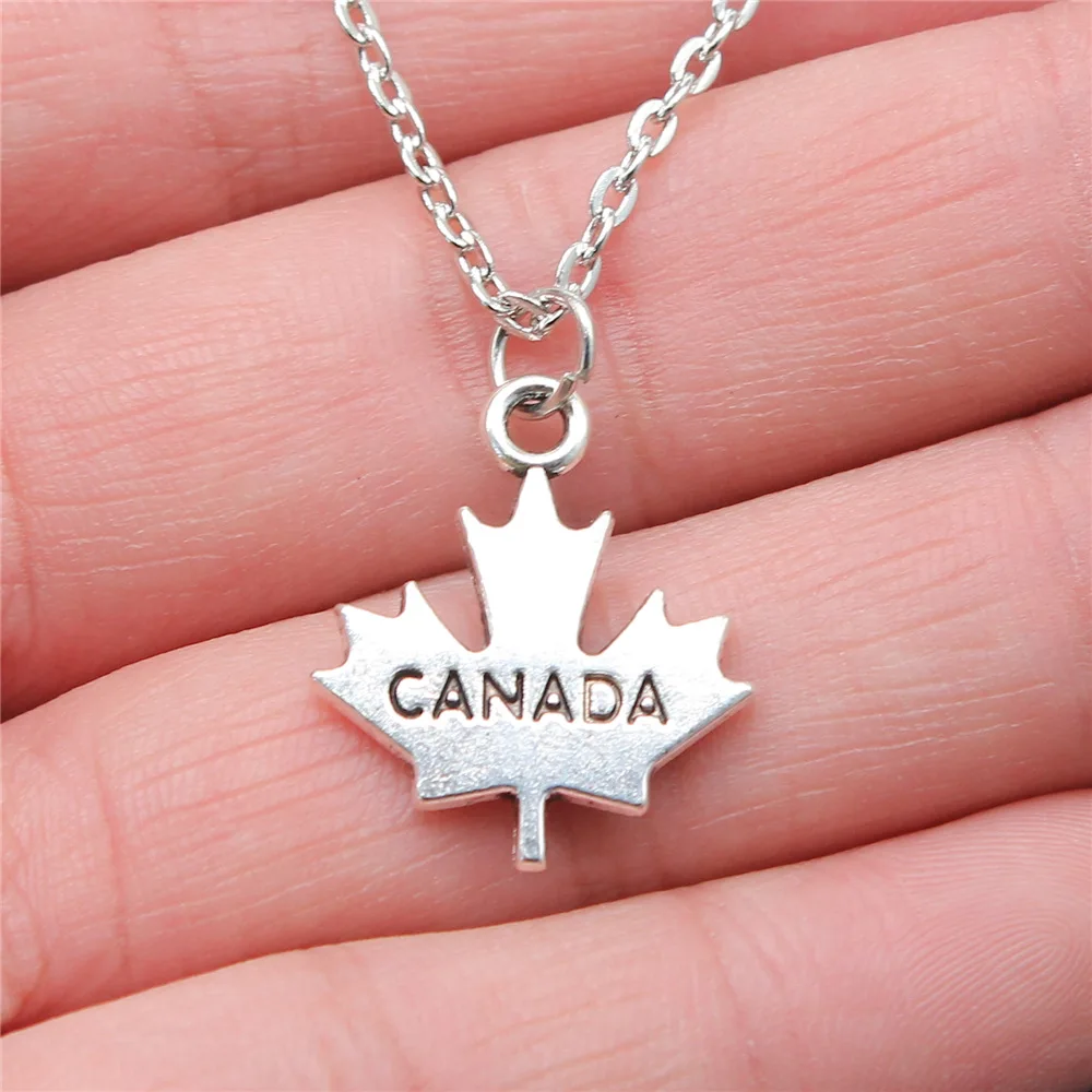 Dropshipping 2 Colors 22x18mm Canada Maple Leaf Pendant Necklace Jewelry For Women