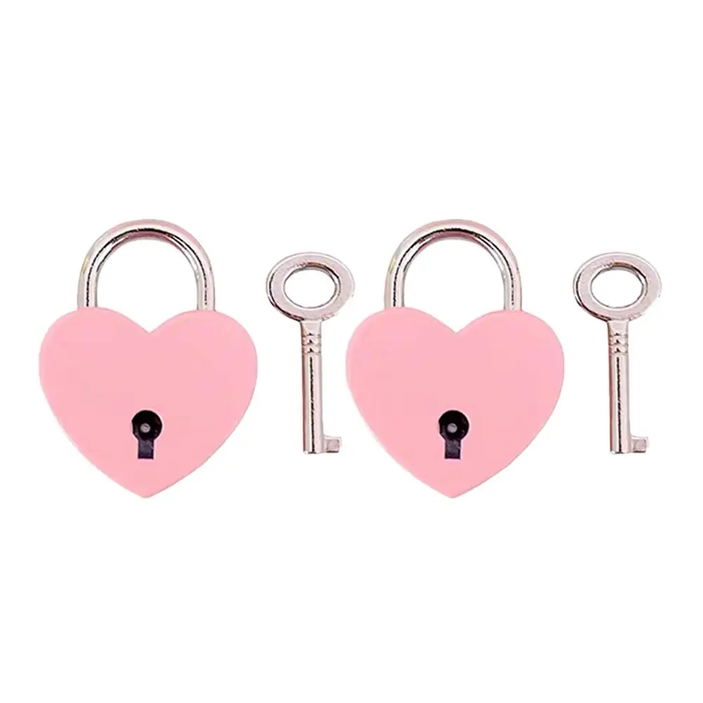 

2Pcs Mini Iron Padlock Sturdy Durable Security Lock for Drawers Suitcases Cabinets Heart Shaped Portable Lightweight Multi