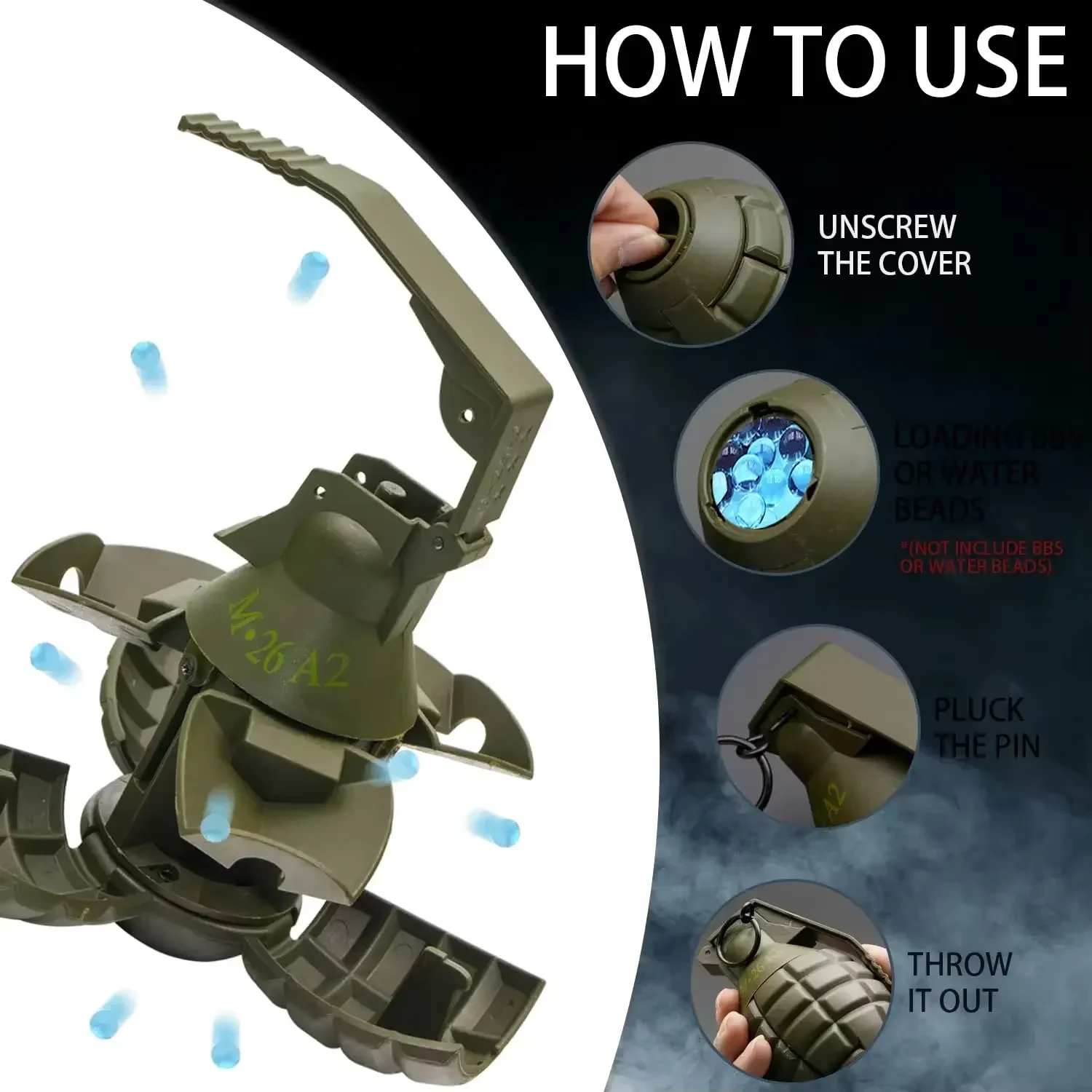 لعبة قنبلة يدوية تكتيكية قابلة لإعادة الملء CS قنابل يدوية ألعاب مجسمة لعبة زنبركية تعمل بالطاقة تأثير ألعاب المعركة كرات الطلاء الادسنس اللامسي