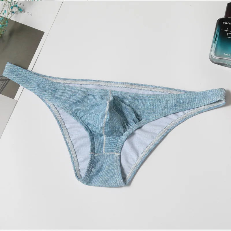 1pc Fashion Men's Panties Underwear Printed Comfortable Pouch Elastic Ice Silk Low Waist Briefs Shorts Bottom