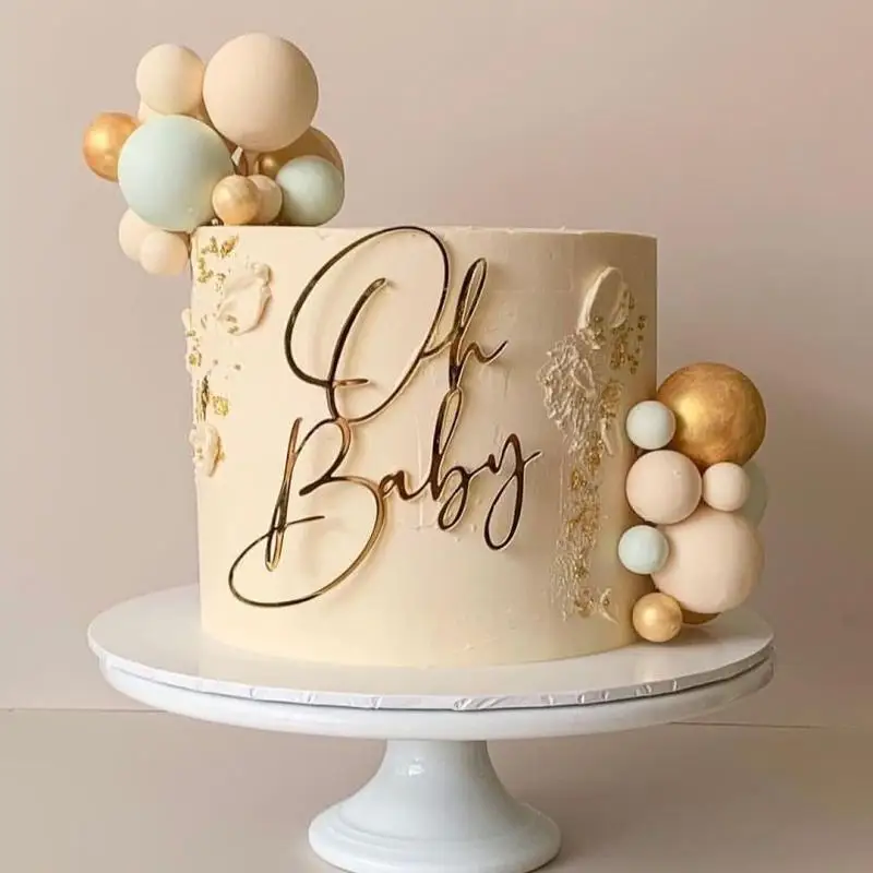Entzückender Süßer Wochenend-Acryl-Kuchenaufsatz mit „Oh Baby“-Design für Babyparty, Geschlechtsoffenbarungsparty, Deko-Set – Detail 2