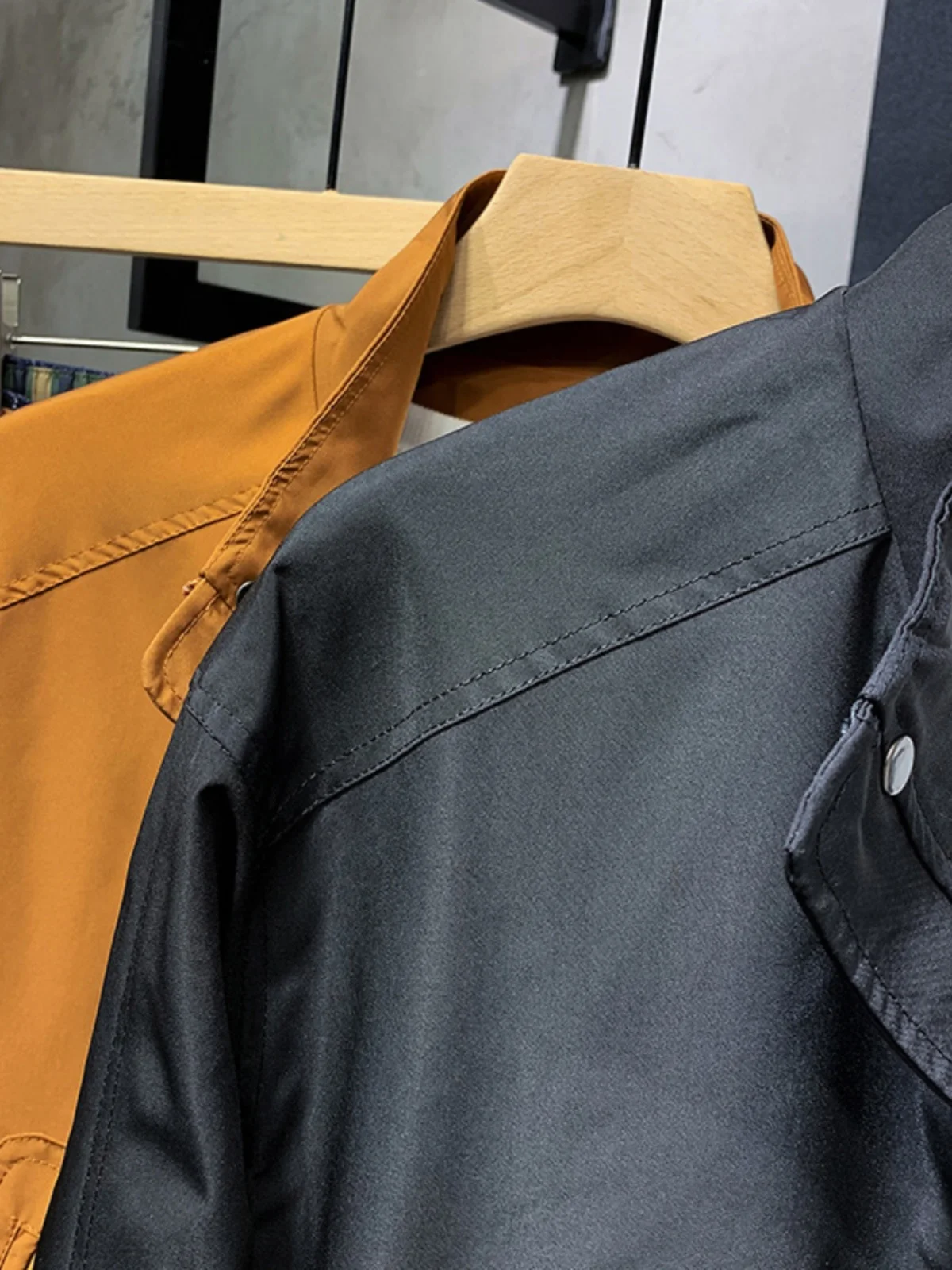 

Spring Autumn 2023 Men's Casual Color Workwear Jaet Dstring Sli Trendy Brand Clothes Youth ular Long Sve