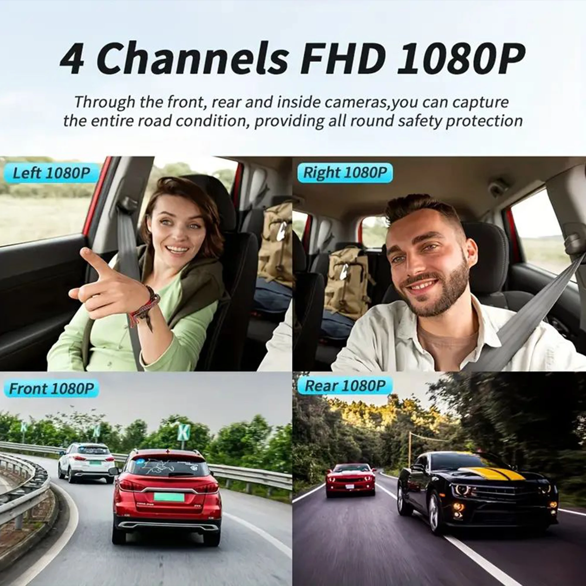 Dashcam 4 Channel Voice Recording Video Recorder Black Box 1080P Night Vision dash cam automobile Auto parts add Hardwire kit