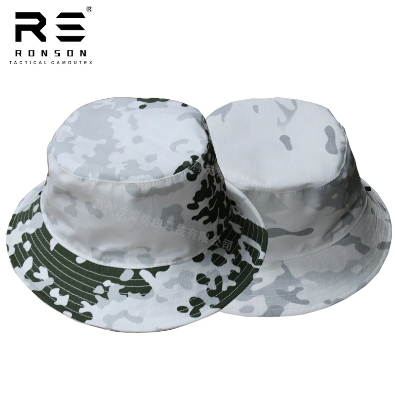 Outdoor Camouflage sun Cap Sunscreen summer Fisherman\'s Hat Blue Tiger Stripe Double Sided Camouflage German Spot Snow Camo