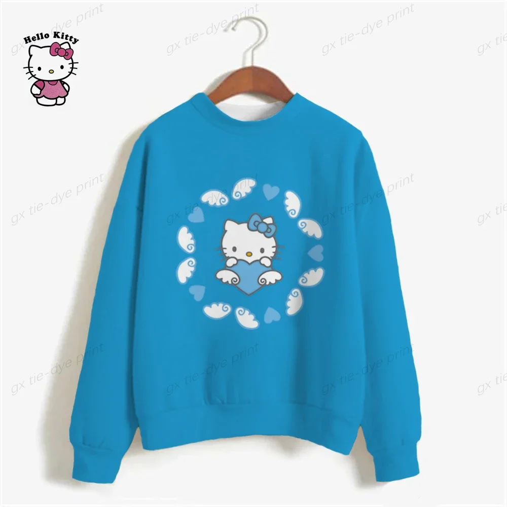 HELLO KITTY Spring Women Sweatshirts Streetwear Cartoon Polyester O-neck Pullovers Full Sleeve Casual groot Tops Sweatshirts