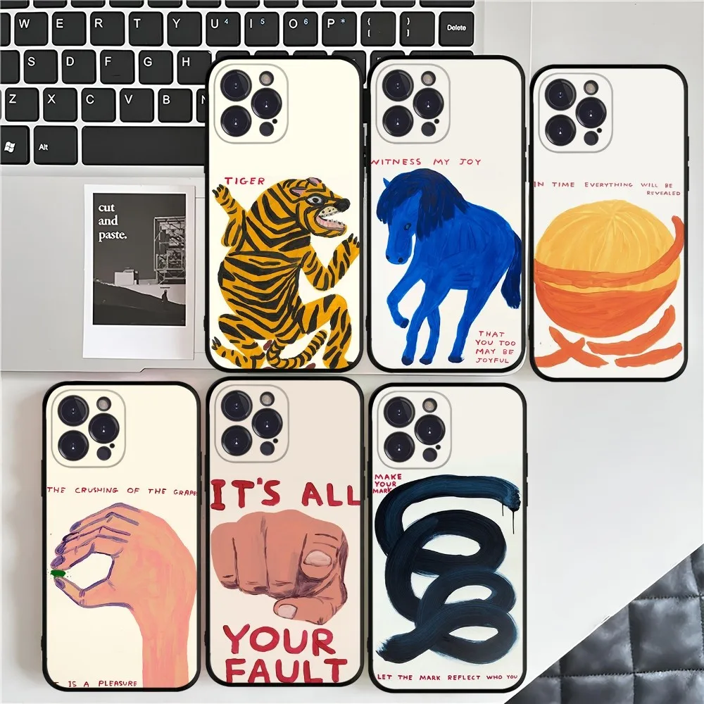 David Shrigley Visual Arts Phone Case Silicone Soft for iphone 16 15 14 13 12 11 Pro Mini XS MAX Plus X Cover