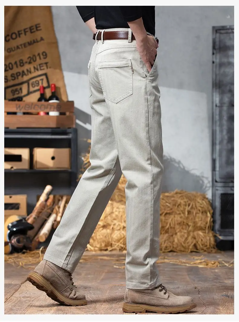 Herbst-Winter Herren Einfarbige Lässige Baumwollhose Dehnbare Anzughose Formelle Business-Baggy-Hose Klassische Schwarze Marineblaue Hose – Detail 18