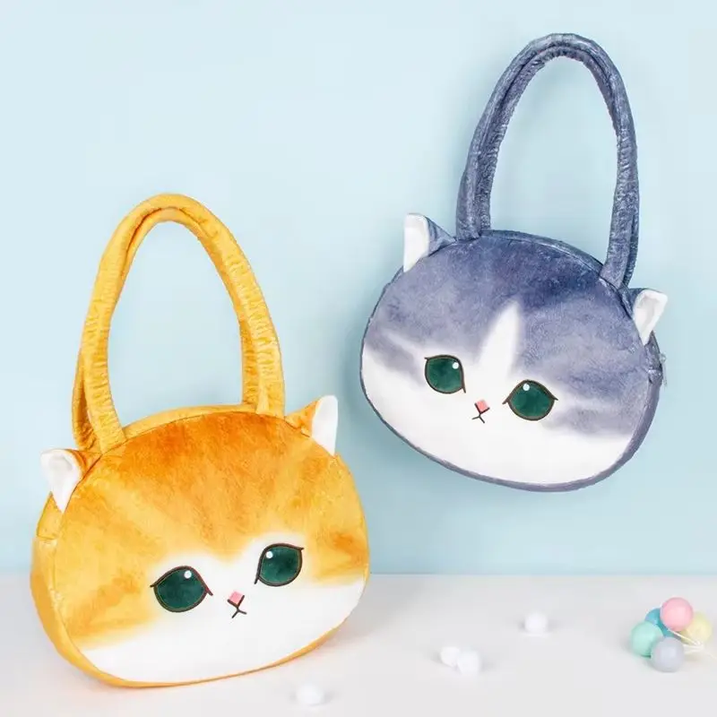 Bolso de mano oficial Mofusand con cara grande, bolso de hombro de felpa con gato tiburón, bolso de dibujos animados con animales de peluche, bolso para regalo de Festival