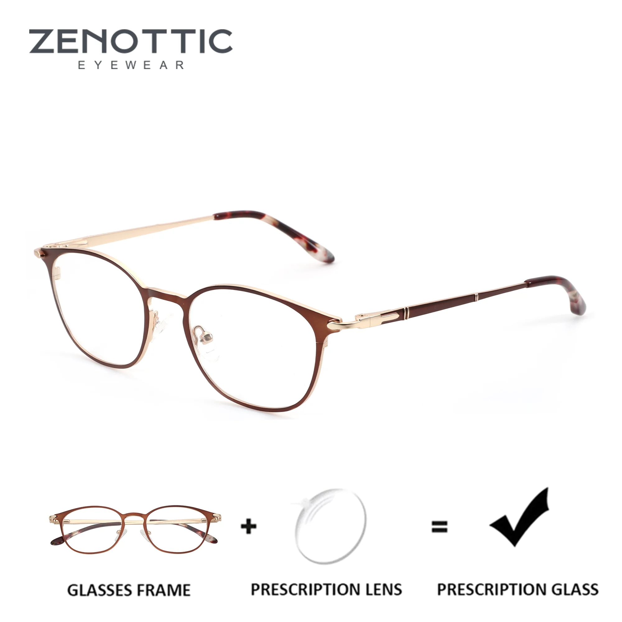 ZENOTTIC (Größe M) quadratische Metallbrille für Herren, progressive multifokale Gläser, Damen-Myopie-optische Brillen