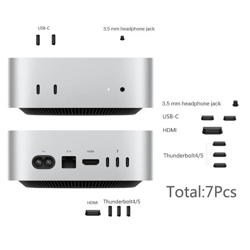 Soft Silicone Anti Dust Plug For Apple Mac mini  M4 pro 2024 Dustproof Interface Cover accessories