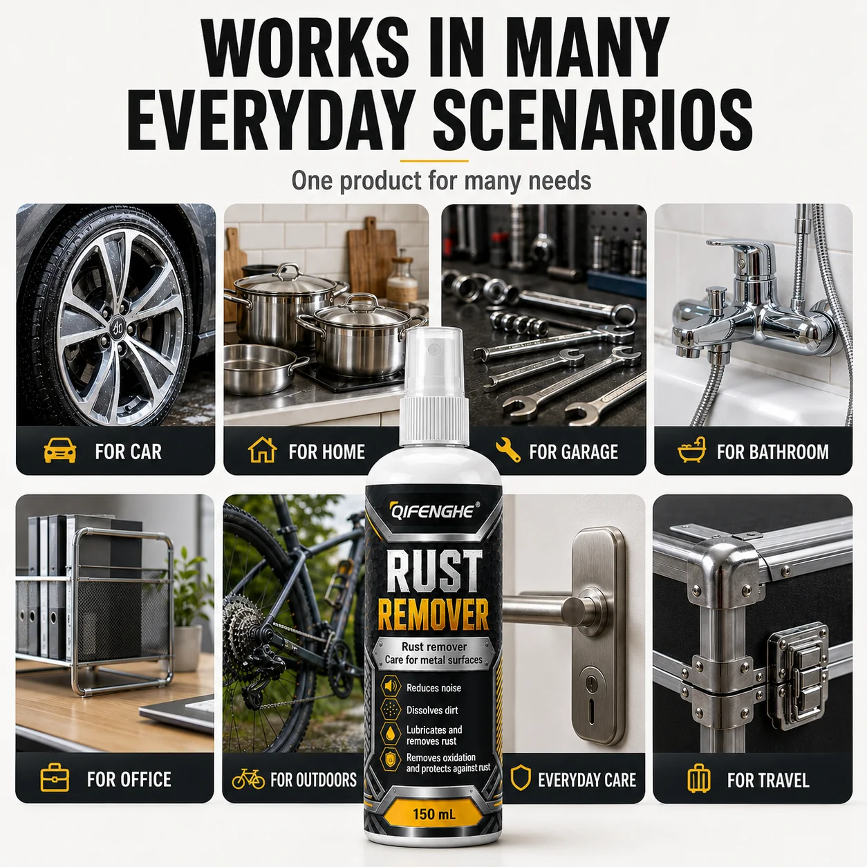 Portable Rust Removal Spray For All Metal Surfaces Lubricating Noise Reduction Anti-Corrosion Care Agent 100ml
