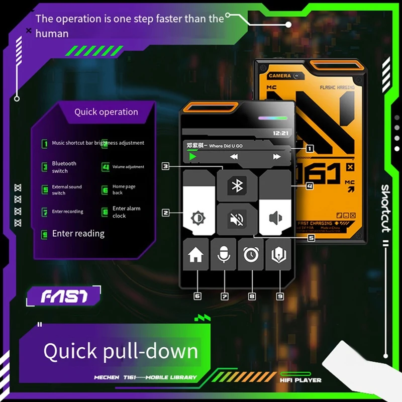 64GB MCT161 بلوتوث الموسيقى MP3/MP4 مشغل محمول 2.8 "IPS HD شاشة عرض 720P كاميرا فيديو مع تسجيل B