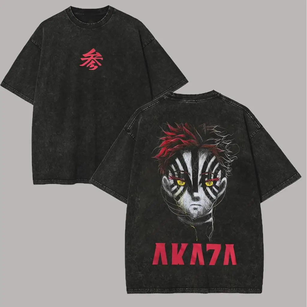 2026 New Inosuke Demon Slayer Graphic Quality T-Shirt Men and Women Cotton Vintage Washed Print Streetwear Gym Clothes