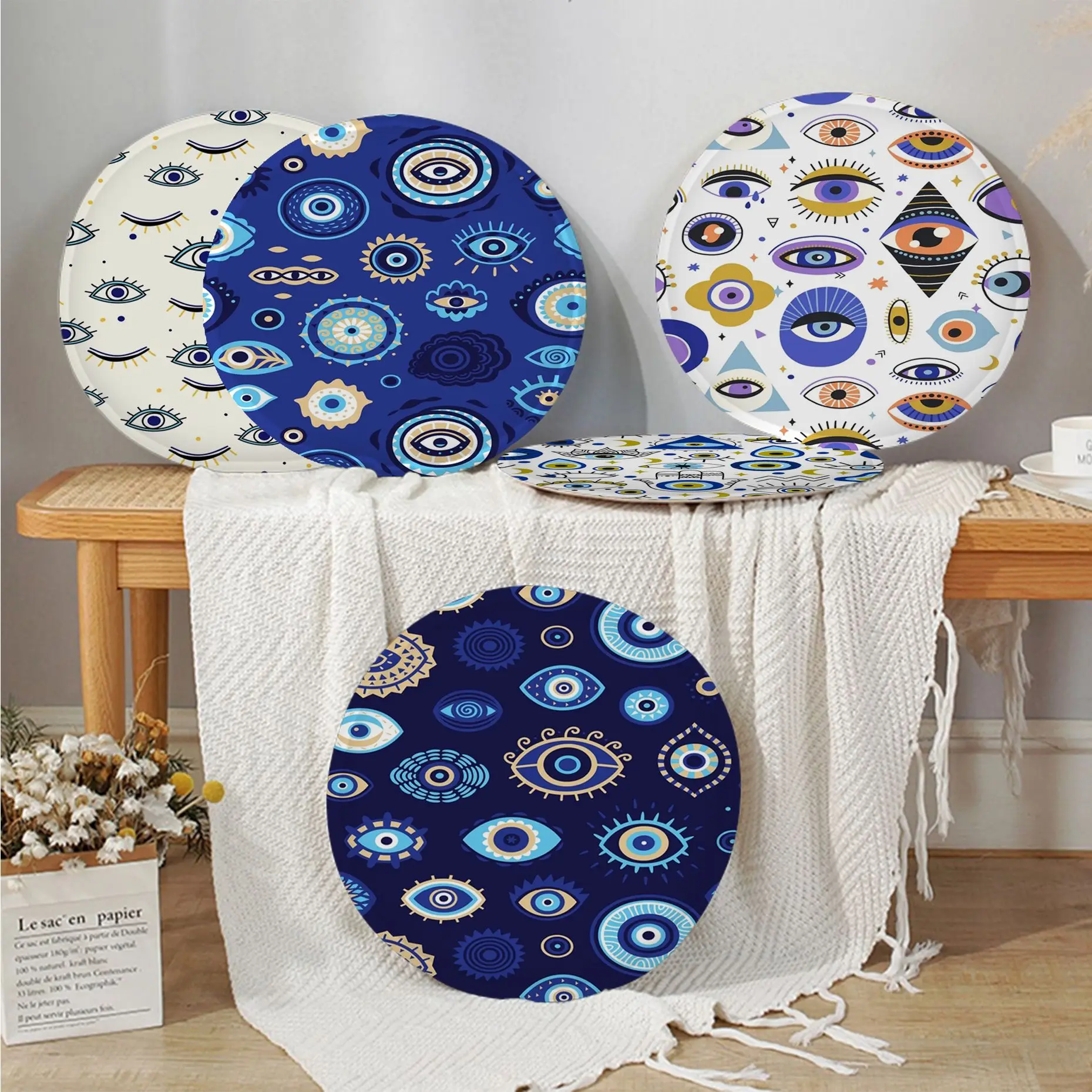 Lucky Turkish Greek Eyes Evil Eyes Four Seasons Chair Cushion Soft Office Car Seat Comfort Breathable 45x45cm Stool Seat Mat