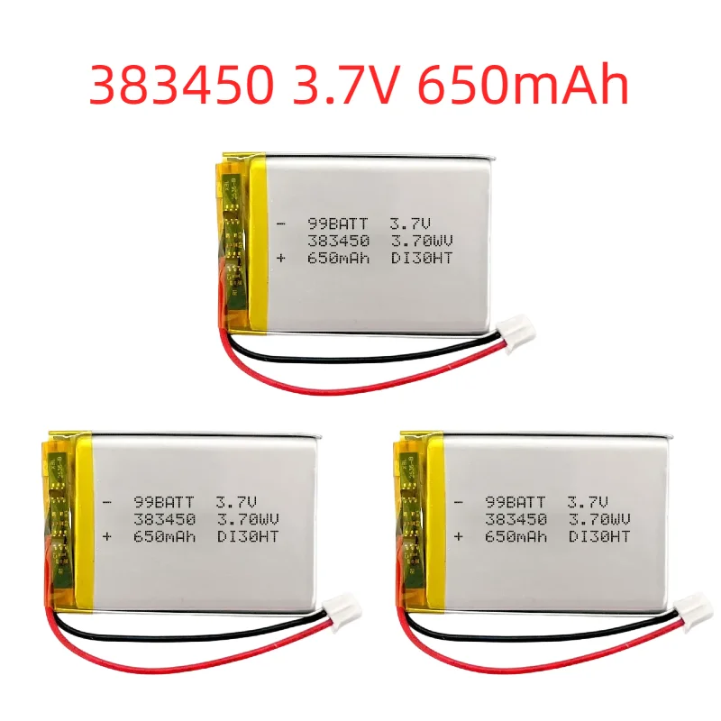 

3.7V 650mAh 383450 403450 Lipo Battery Rechargeable Lithium Polymer Cells for Massager Water Dispenser Tire Pressure Detector