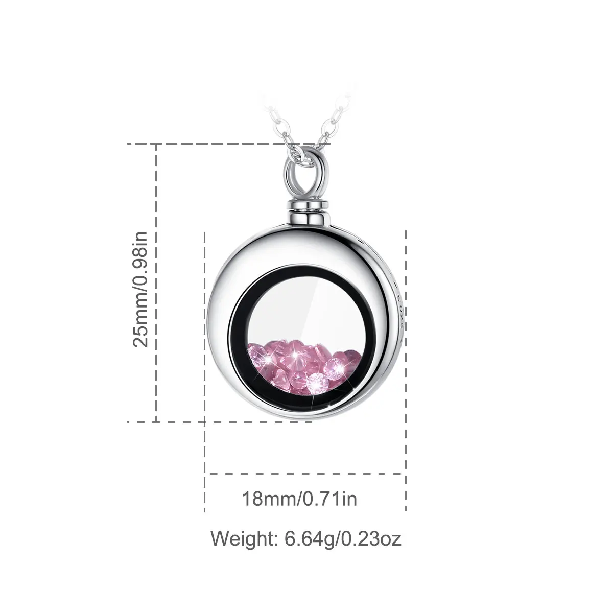 Eudora 925 Sterling Silver Crystal Ashes Urn Necklace Memorial Cremation Pendant Spiritual Jewelry Keepsake Gifts for Women Men