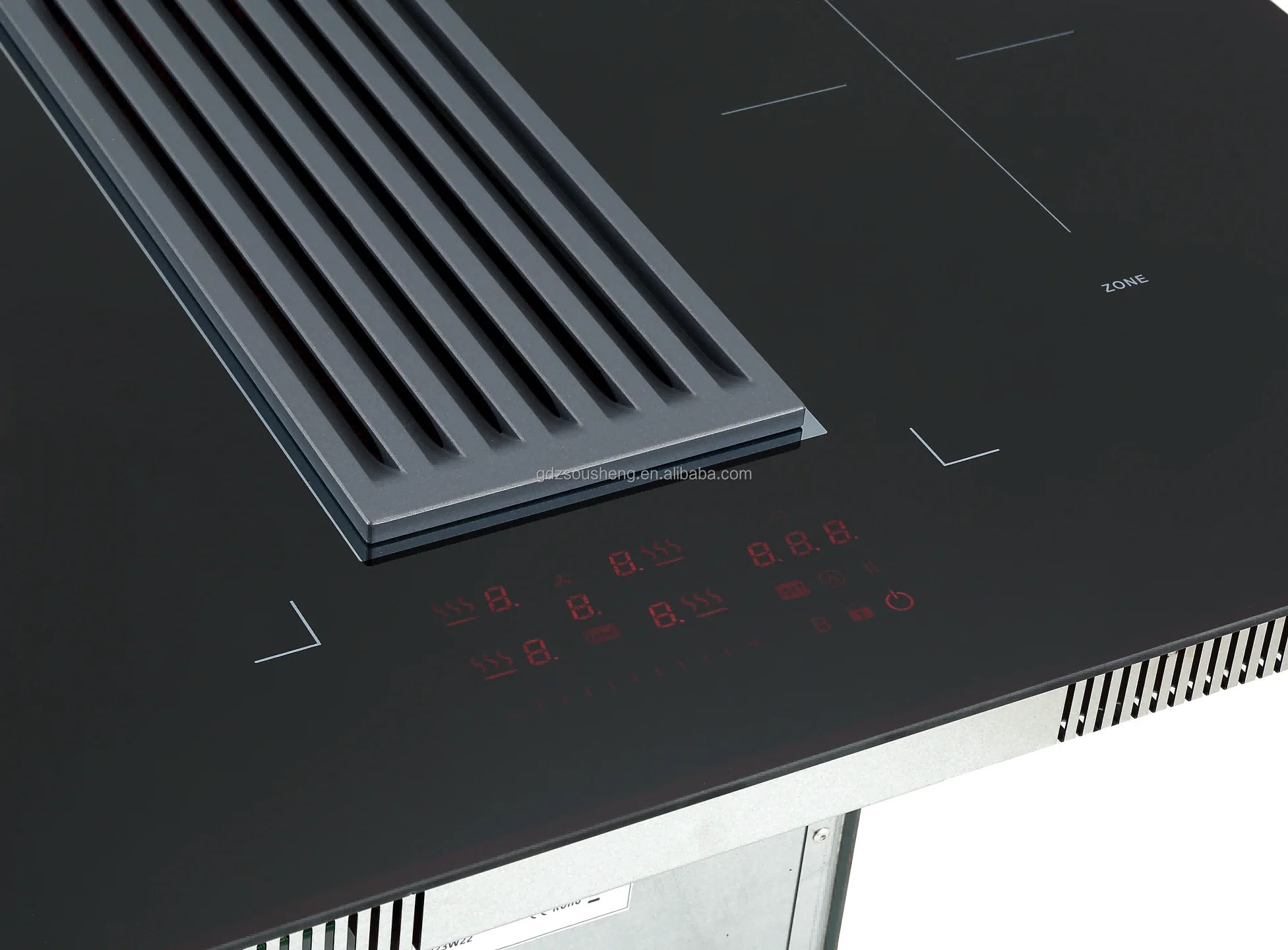 2025 Ohigitecki MARCA Exaustor embutido com 4 queimadores Fogão de indução Felix Zone Exaustor Integrado Downdraft Exaustor