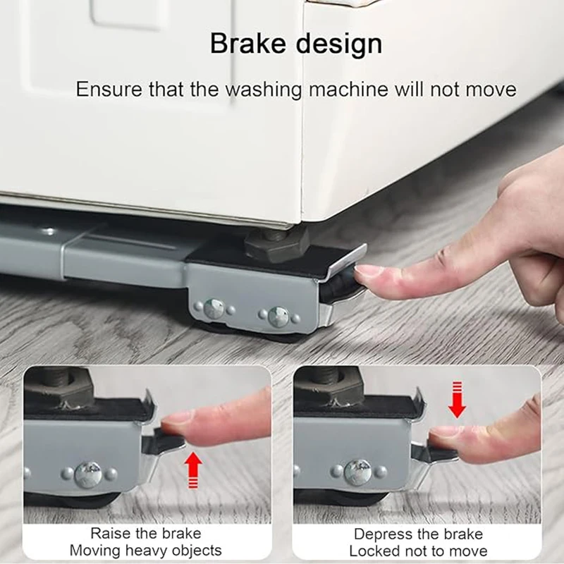 Support Universal Bracket Holder 4 Wheels Product Adjustable Washer Dryer Base Stainless Mini Mobile Wheel Movable Fridge Stand